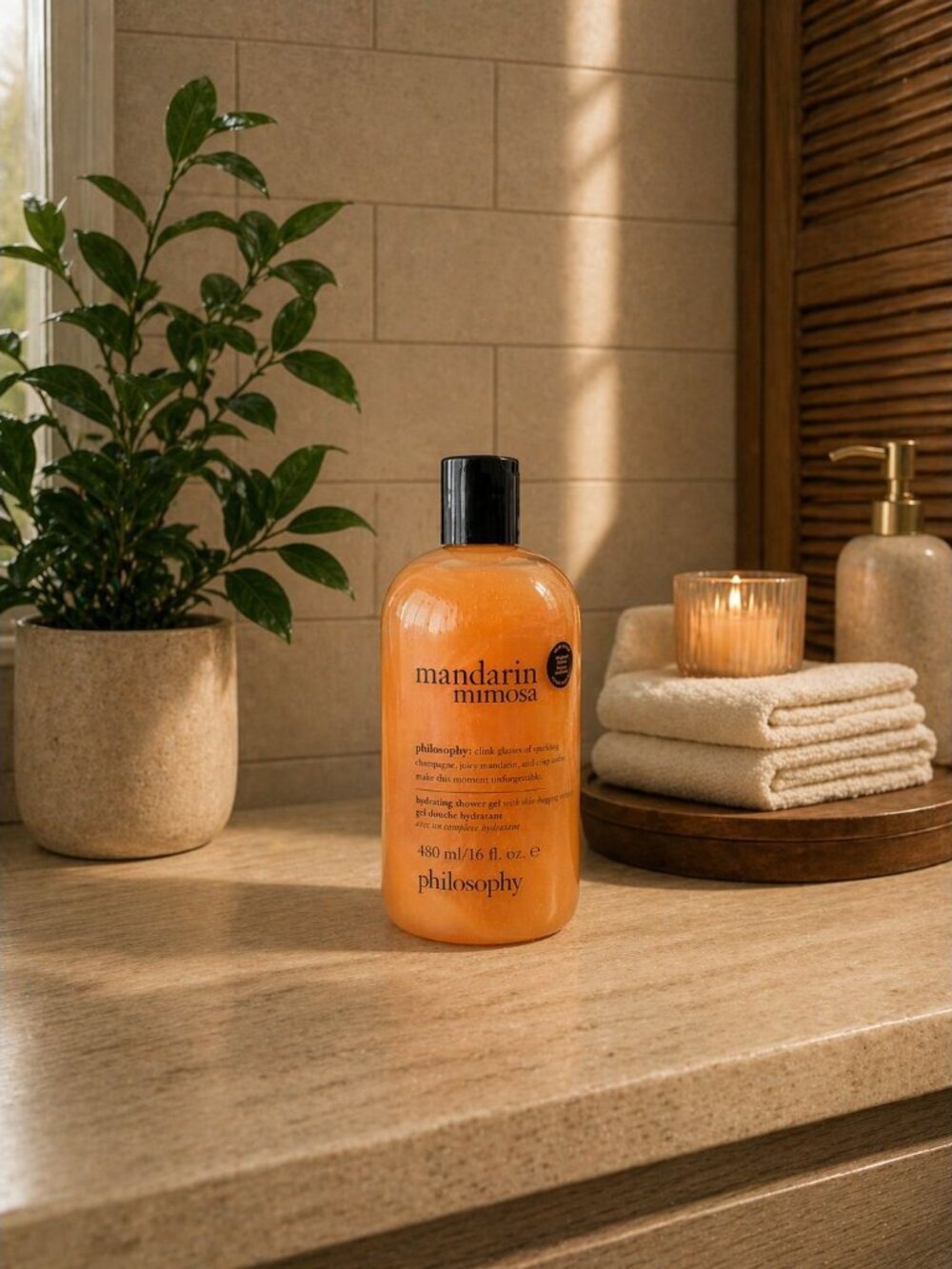 NEW Philosophy Mandarin MimosaBody Wash Shower Gel & Bubble Bath 16oz 480ml Skin - Picture 2 of 2